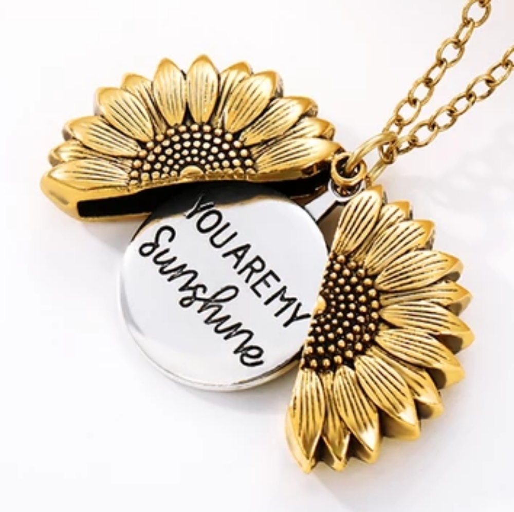 2- Sunflower "You are my sunshine" necklaces